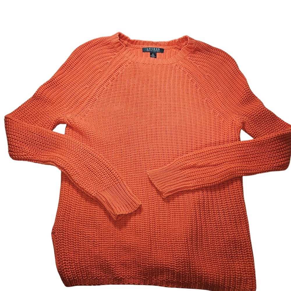 Lauren Ralph Lauren Sweater Women S Orange Knit‎ Cotton Fall Festival Preppy